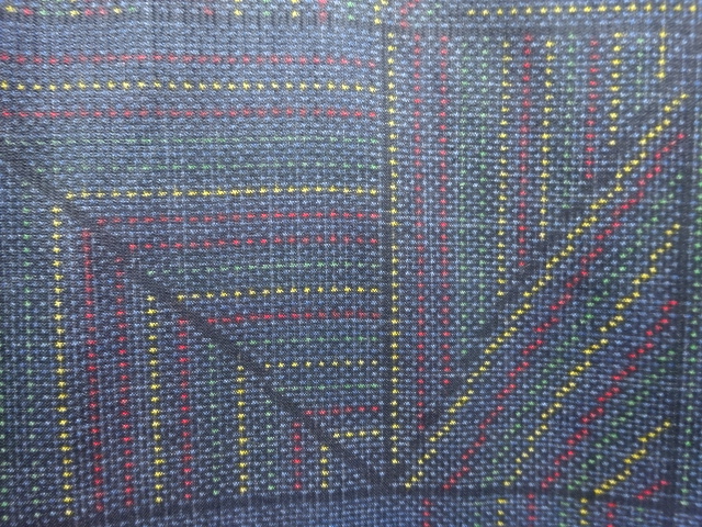 JAPANESE KIMONO / ANTIQUE GEOMETRIC PATTERN WOVEN DORO OSHIMA TSUMUGI